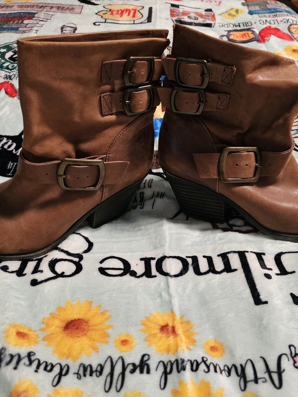 Lucky Brand Brown Ankle Boots with Buckle Detail